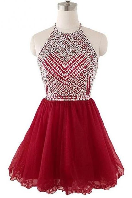 Red Homecoming Dress with Cross Back Strap