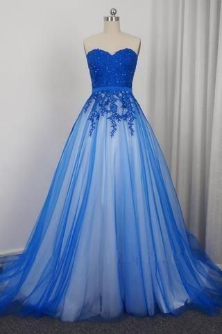 Sweetheart neck Appliques Tulle Ball Gown Prom Dress for Party 