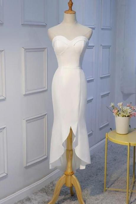 Simple White Sweetheart Evening Dresses, Lovely Formal Dress