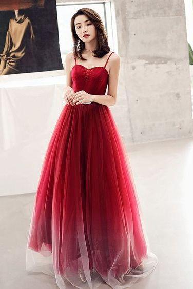  A-Line / Princess Spaghetti Straps Sleeveless Rhinestone Metal Sash Floor-Length Prom Dress 