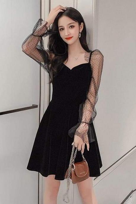 Black Velvet Sexy Homecoming Dress