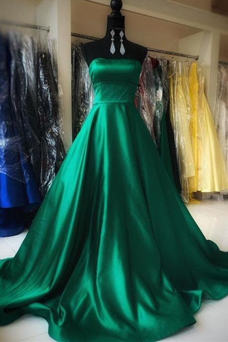 Simple Green Long Prom Dress