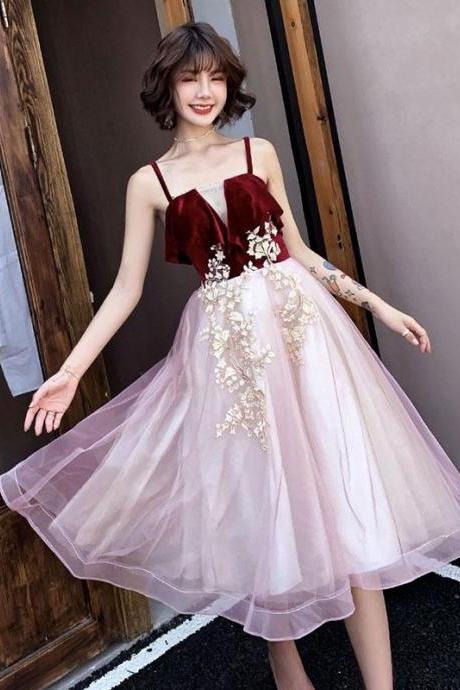 Pink sweetheart neck tulle short prom dress, formal dresses, homecoming dress