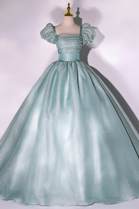 Elegant v-neck a-line tulle floor-length prom dress 236
