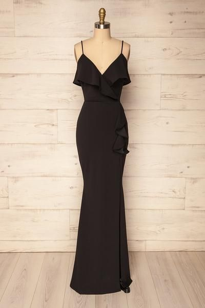V-neck Spaghetti Straps Mermaid Prom Dress,Simple Prom Dress 257