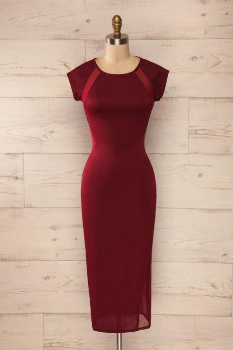 Red Prom Dress,Bodycon Prom Dress,Short Sleeve Prom Dress,Fashion Prom Dress,Sexy Party Dress,New Style Evening Dress