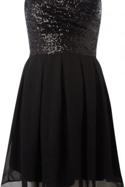 Strapless Prom Dress,Sequins Prom Dress,Black Prom Dress,Fashion Homecomig Dress,Sexy Party Dress, New Style Evening Dress