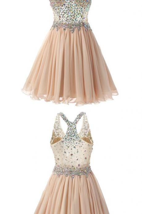 Beaded Prom Dress,Chiffon Prom Dress,Mini Prom Dress,Fashion Homecomig Dress,Sexy Party Dress, New Style Evening Dress