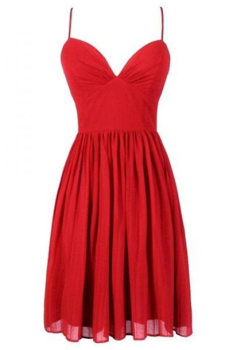 Spaghetti Prom Dress,Red Prom Dress,Mini Prom Dress,Fashion Homecomig Dress,Sexy Party Dress, New Style Evening Dress
