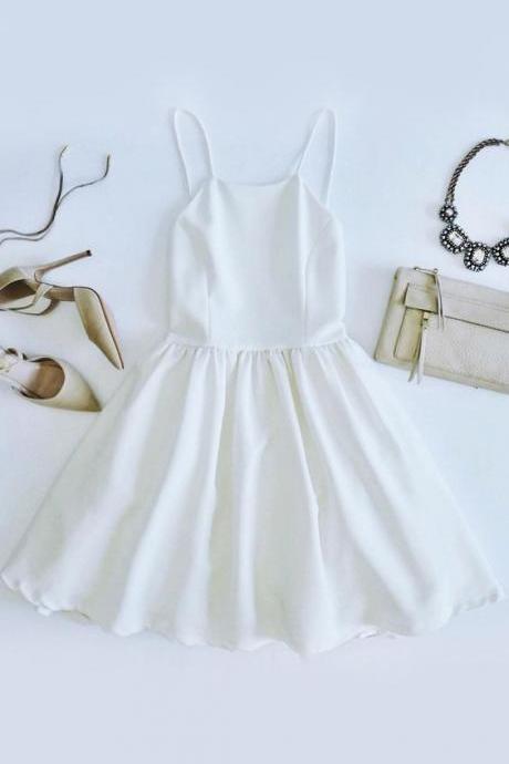 Spaghetti Prom Dress,White Prom Dress,Mini Prom Dress,Fashion Homecomig Dress,Sexy Party Dress, New Style Evening Dress