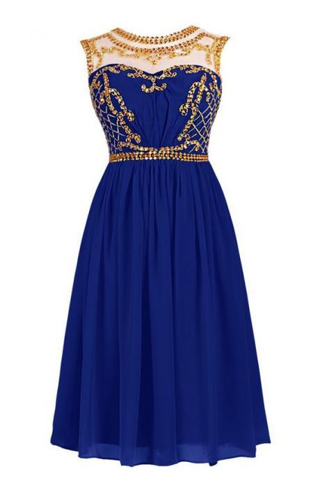 Royal Blue Prom Dress,Beaded Prom Dress,Chiffon Prom Dress,Fashion Homecomig Dress,Sexy Party Dress, New Style Evening Dress