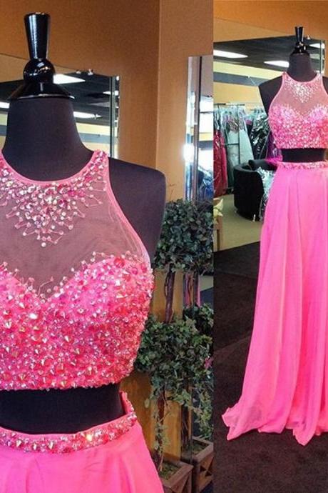 Two Pieces Prom Dress,Sequins Prom Dress,Chiffon Prom Dress,Fashion Prom Dress,Sexy Party Dress, New Style Evening Dress