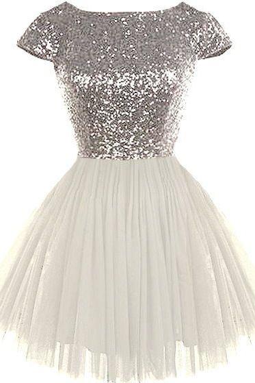 Sequins Prom Dress,Short Sleeves Prom Dress,Mini Prom Dress,Fashion Homecomig Dress,Sexy Party Dress, New Style Evening Dress