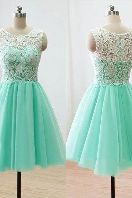 Lace Prom Dress,Mini Prom Dress,Green Prom Dress,Fashion Homecoming Dress,Sexy Party Dress, New Style Evening Dress