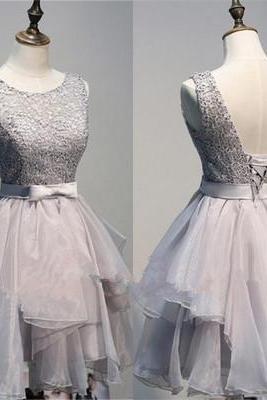 Backless Prom Dress,Gray Prom Dress,Mini Prom Dress,Fashion Homecoming Dress,Sexy Party Dress, New Style Evening Dress