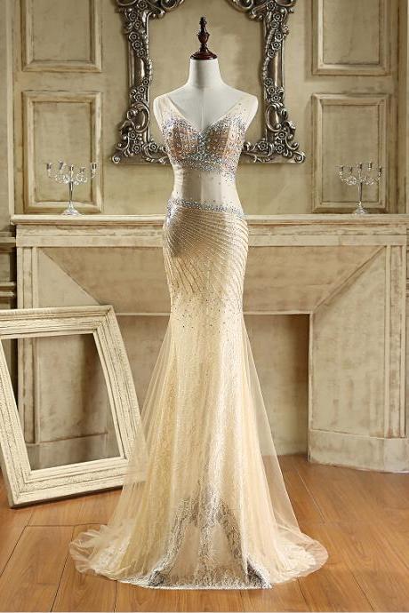 Elegant Prom Dress,Beaded Prom Dress,Mermaid Prom Dress,Fashion Prom Dress,Sexy Party Dress, New Style Evening Dress