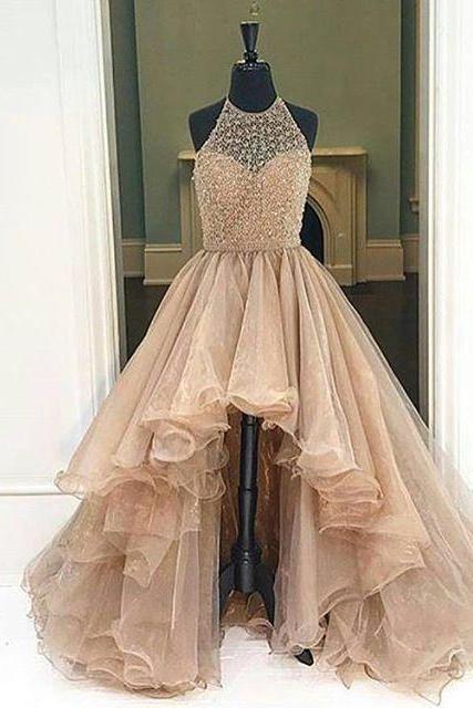 Charming Prom Dress,Halter Prom Dress,High Low Prom Dress,Fashion Prom Dress,Sexy Party Dress, New Style Evening Dress