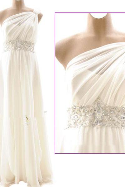 One Shoulder Prom Dress,Beaded Prom Dress,Chiffon Prom Dress,Fashion Prom Dress,Sexy Party Dress, New Style Evening Dress