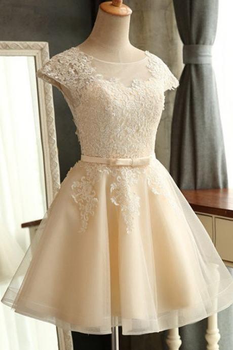 Lace Prom Dress,Short Sleeve Prom Dress,Mini Prom Dress,Fashion Homecoming Dress,Sexy Party Dress, New Style Evening Dress