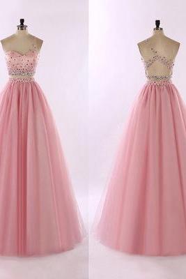 Pink Prom Dress,Beaded Prom Dress,Two Pieces Prom Dress,Fashion Prom Dress,Sexy Party Dress, New Style Evening Dress