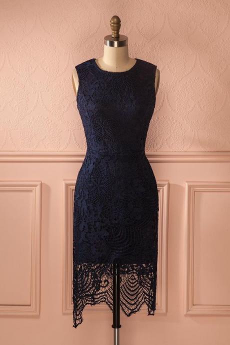 Navy Blue Prom Dress,Lace Prom Dress,Pencil Prom Dress,Fashion Homecoming Dress,Sexy Party Dress, New Style Evening Dress