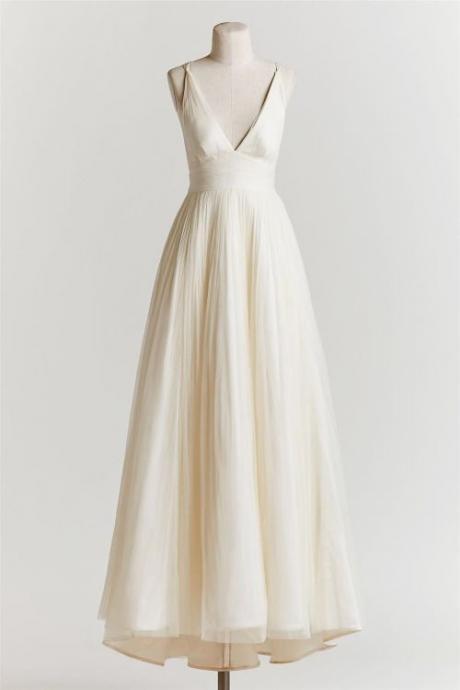 Deep V Neck Prom Dress,White Prom Dress,Fashion Prom Dress,Sexy Party Dress,Custom Made Evening Dress
