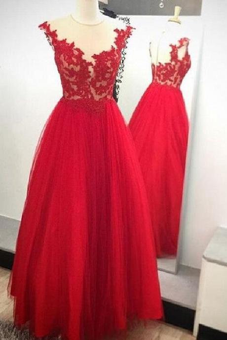 Red Prom Dress,Lace Prom Dress,Fashion Prom Dress,Sexy Party Dress,Custom Made Evening Dress