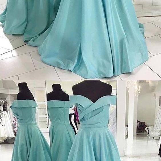 Tiffany Blue Prom Party Dresses, Elegant Off Shoulder Formal Evening ...