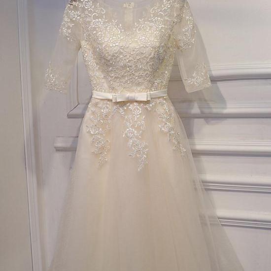 Short Sleeve Lace Top Champagne