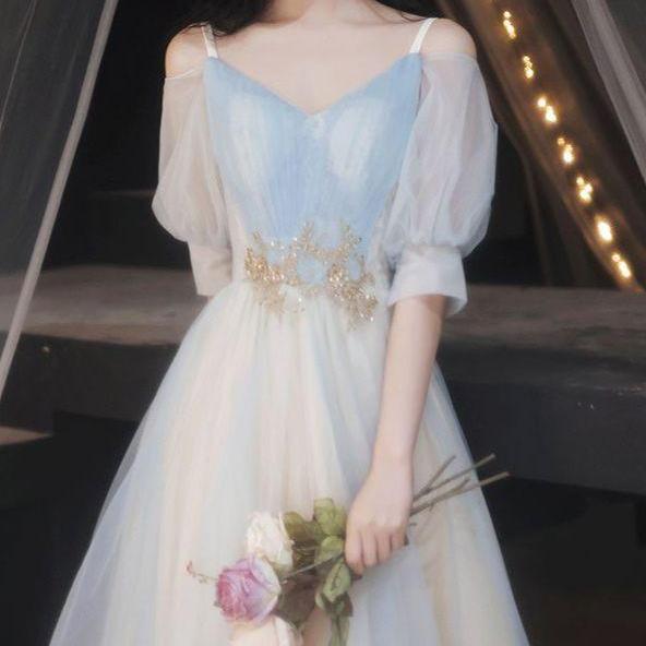 Cute blue short prom dress, cute party dress 