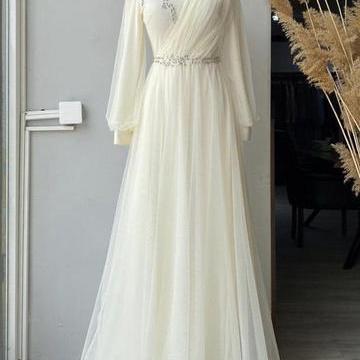 Elegant Custom Made Prom Dress With Long Sleeves