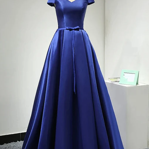 Royal Blue Muti Layers Long Lace Prom Dresses, Layered Royal Blue Long Formal Evening Dresses main image 1