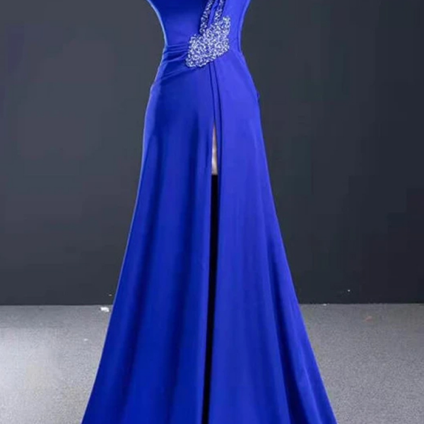 Black Velvet & Royal Blue Long Prom Dress on Luulla