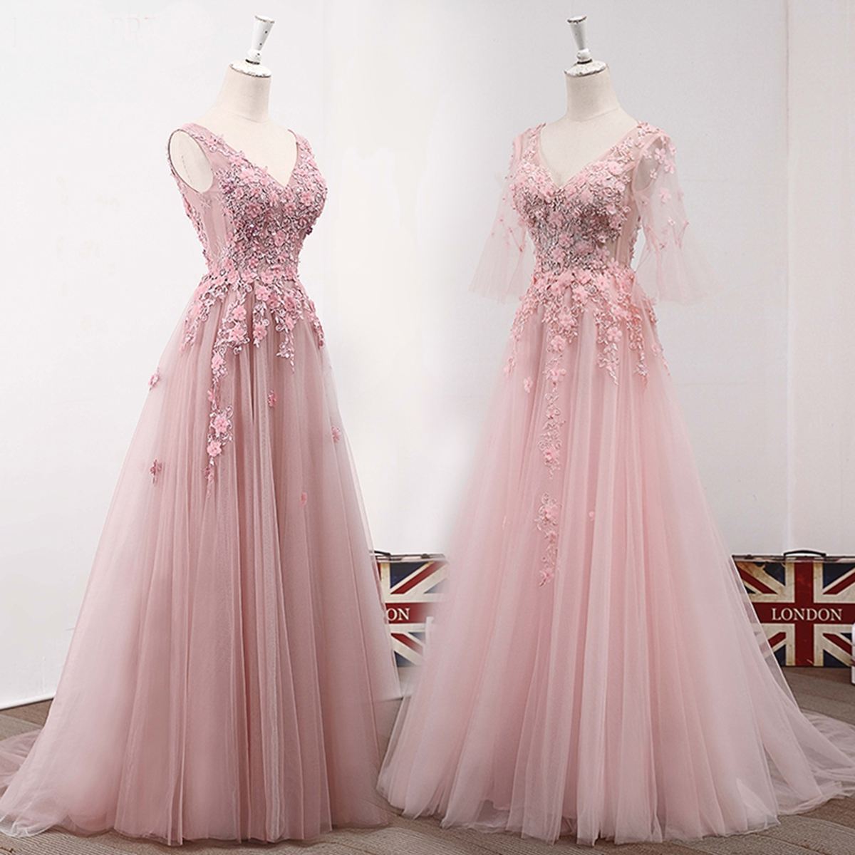 Розовое платье в пол с кружевом