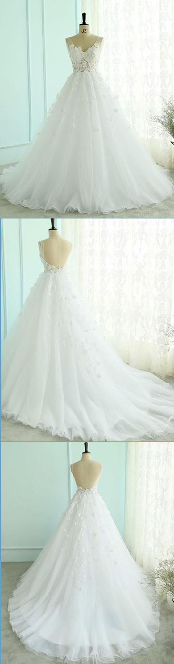 Elegant White Lace Tulle Long Prom Gown on Luulla