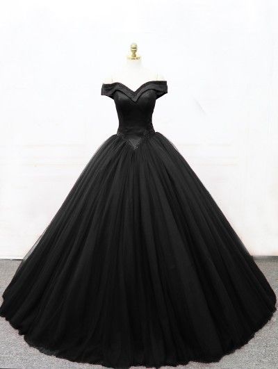 Black Gothic Princess Ball Gown , Off The Shoulder Prom Dress on Luulla