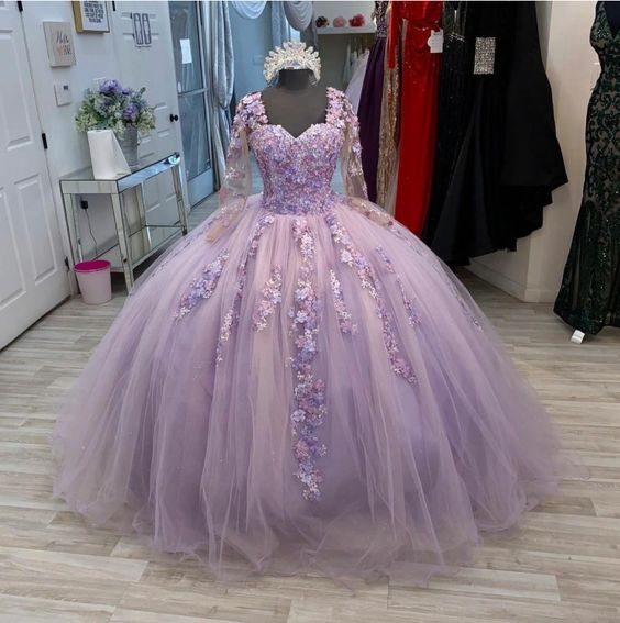Lavender Lace Tulle Prom Dress on Luulla