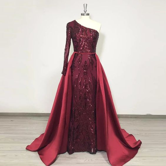 Single Length Burgundy Prom Dresses Evening Gown on Luulla