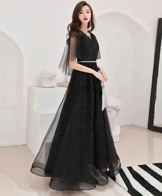 Black Tulle Long Prom Dress Black Tulle Evening Dress On Luulla 5335
